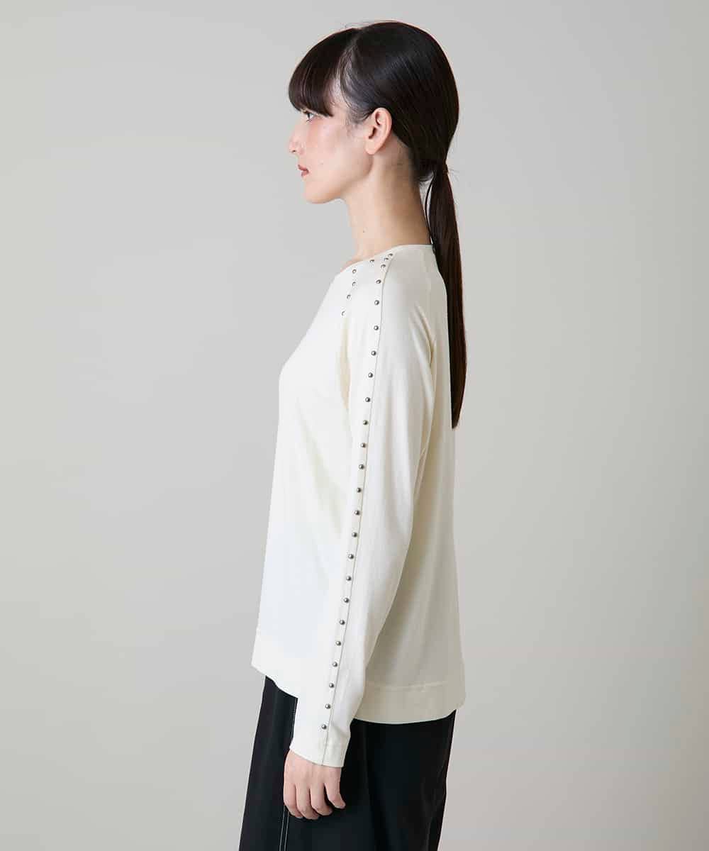 RSKLD15390 TRUNK HIROKO KOSHINO(ヒロココシノ) スタッズアクセントデザインカットソー/洗える アイボリー