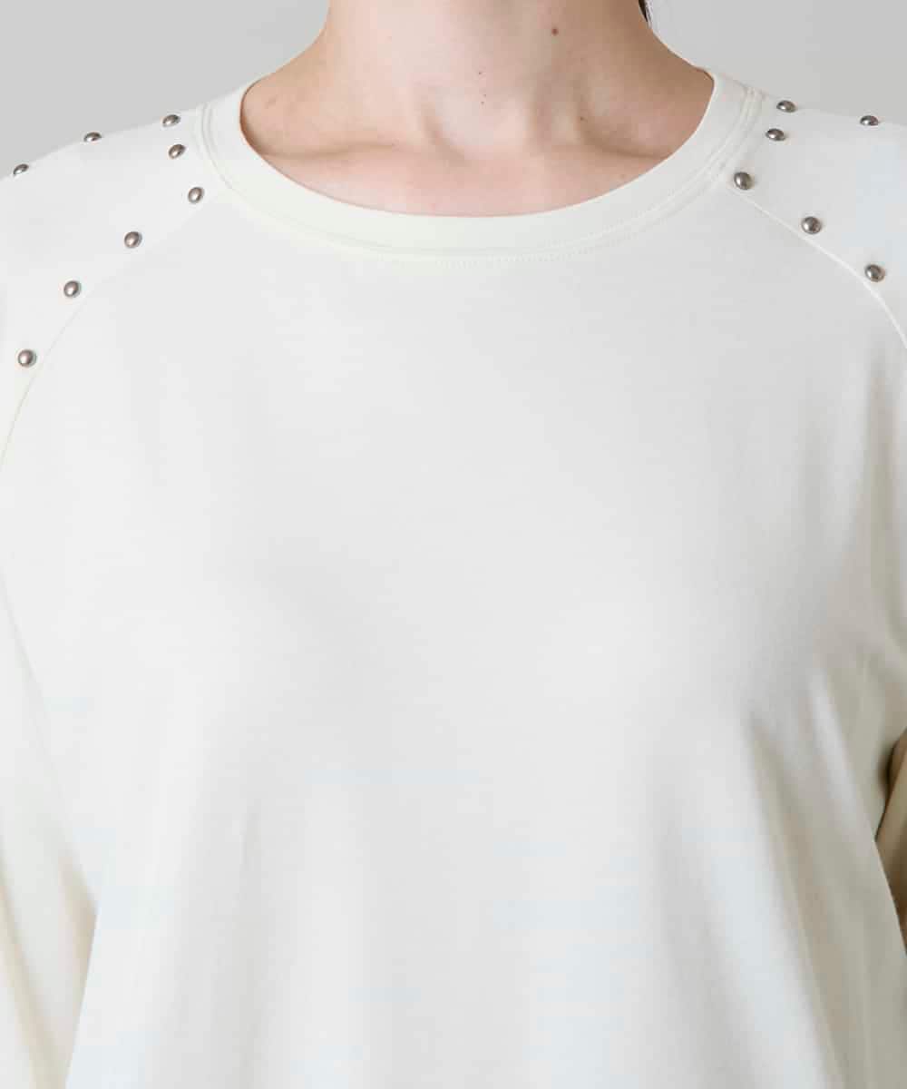 RSKLD15390 TRUNK HIROKO KOSHINO(ヒロココシノ) スタッズアクセントデザインカットソー/洗える アイボリー