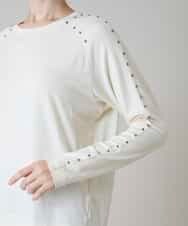 RSKLD15390 TRUNK HIROKO KOSHINO(ヒロココシノ) スタッズアクセントデザインカットソー/洗える アイボリー
