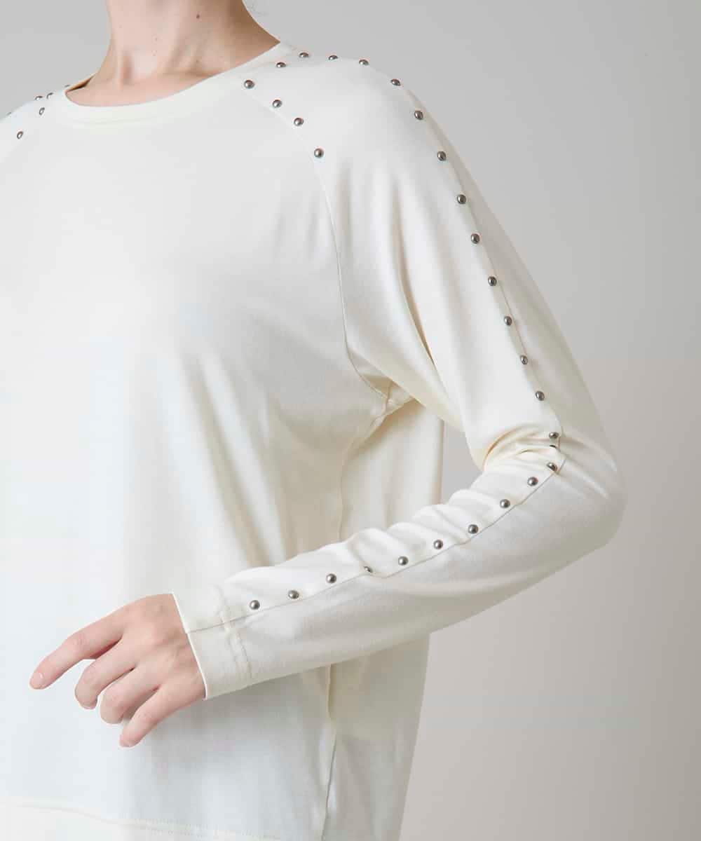 RSKLD15390 TRUNK HIROKO KOSHINO(ヒロココシノ) スタッズアクセントデザインカットソー/洗える アイボリー
