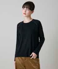 RSKLD15390 TRUNK HIROKO KOSHINO(ヒロココシノ) スタッズアクセントデザインカットソー/洗える ブラック