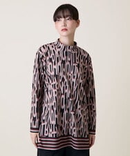 RSKLF18390 TRUNK HIROKO KOSHINO(ヒロココシノ) ロゴ総柄プリントチュニックカットソー/日本製/洗える ピンク