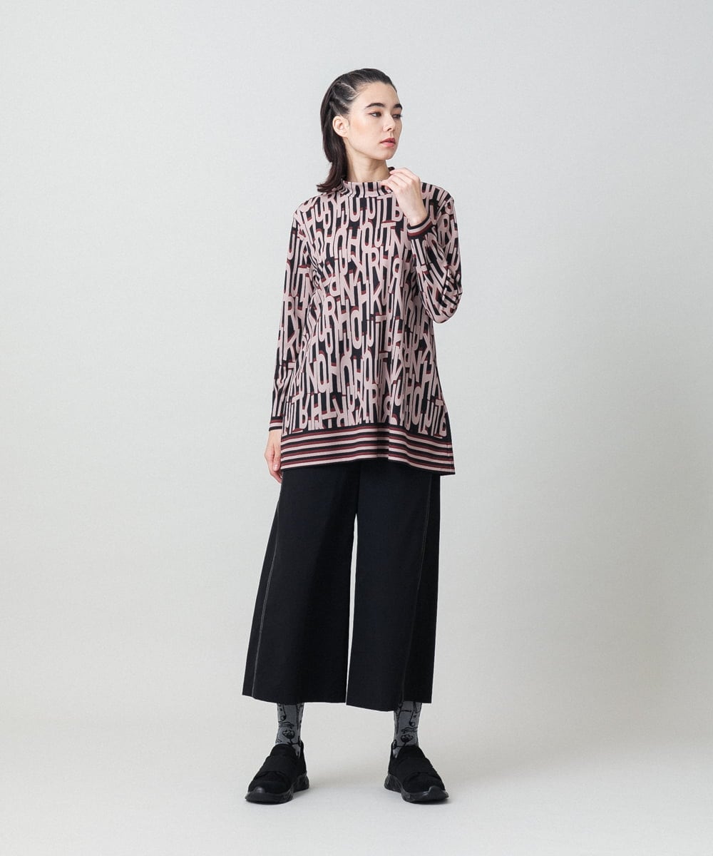 RSKLF18390 TRUNK HIROKO KOSHINO(ヒロココシノ) ロゴ総柄プリントチュニックカットソー/日本製/洗える ピンク