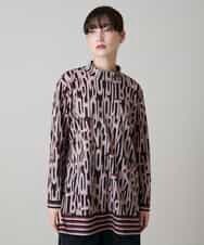 RSKLF18390 TRUNK HIROKO KOSHINO(ヒロココシノ) ロゴ総柄プリントチュニックカットソー/日本製/洗える ピンク
