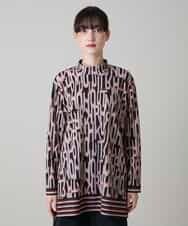 RSKLF18390 TRUNK HIROKO KOSHINO(ヒロココシノ) ロゴ総柄プリントチュニックカットソー/日本製/洗える ピンク