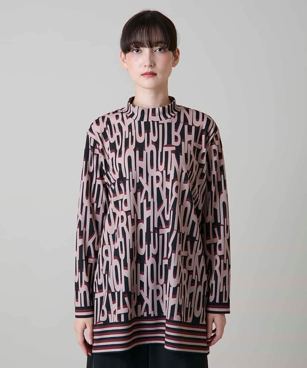 RSKLF18390 TRUNK HIROKO KOSHINO(ヒロココシノ) ロゴ総柄プリントチュニックカットソー/日本製/洗える ピンク