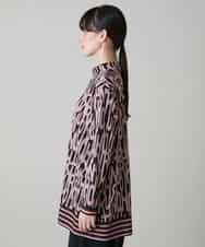 RSKLF18390 TRUNK HIROKO KOSHINO(ヒロココシノ) ロゴ総柄プリントチュニックカットソー/日本製/洗える ピンク