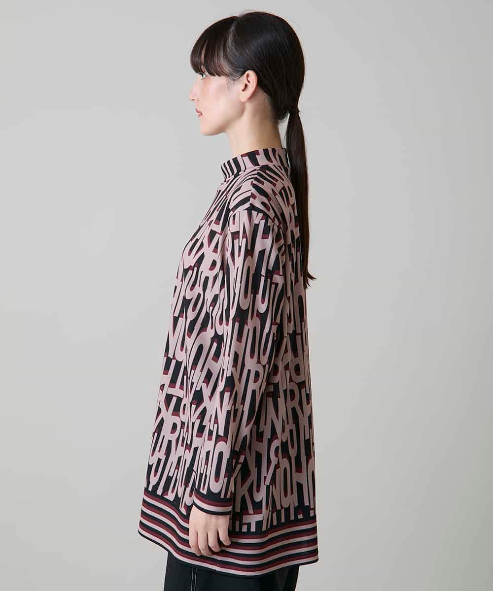 RSKLF18390 TRUNK HIROKO KOSHINO(ヒロココシノ) ロゴ総柄プリントチュニックカットソー/日本製/洗える ピンク