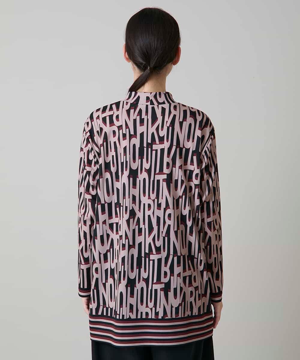 RSKLF18390 TRUNK HIROKO KOSHINO(ヒロココシノ) ロゴ総柄プリントチュニックカットソー/日本製/洗える ピンク