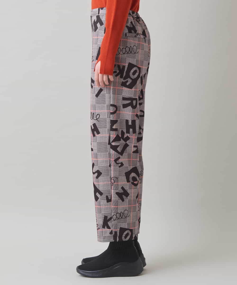 RSLAD05490 TRUNK HIROKO KOSHINO(ヒロココシノ) ロゴモチーフチェック柄パンツ/洗える グレー