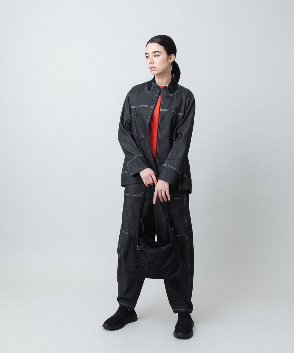 RSLAD13390 TRUNK HIROKO KOSHINO(ヒロココシノ) コクーンシルエットデニムパンツ/洗える ブラック