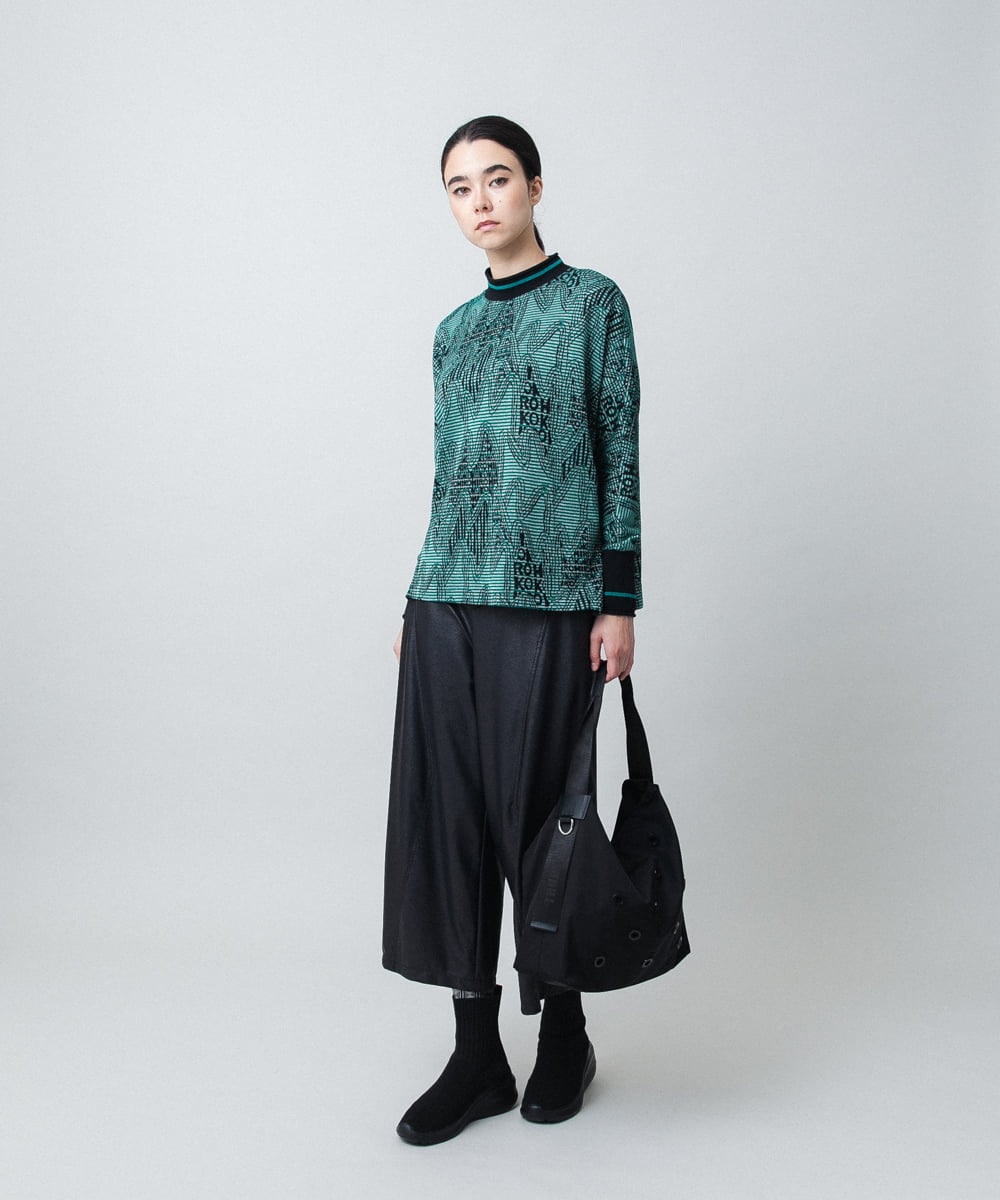 RSLAD19390 TRUNK HIROKO KOSHINO(ヒロココシノ) レザーライクワイドパンツ/洗える ブラック