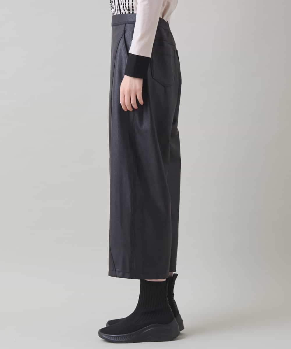 RSLAD19390 TRUNK HIROKO KOSHINO(ヒロココシノ) レザーライクワイドパンツ/洗える ブラック