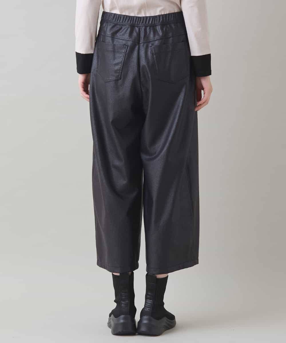 RSLAD19390 TRUNK HIROKO KOSHINO(ヒロココシノ) レザーライクワイドパンツ/洗える ブラック