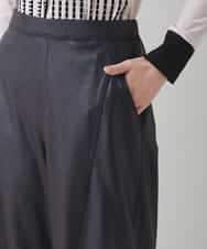 RSLAD19390 TRUNK HIROKO KOSHINO(ヒロココシノ) レザーライクワイドパンツ/洗える ブラック