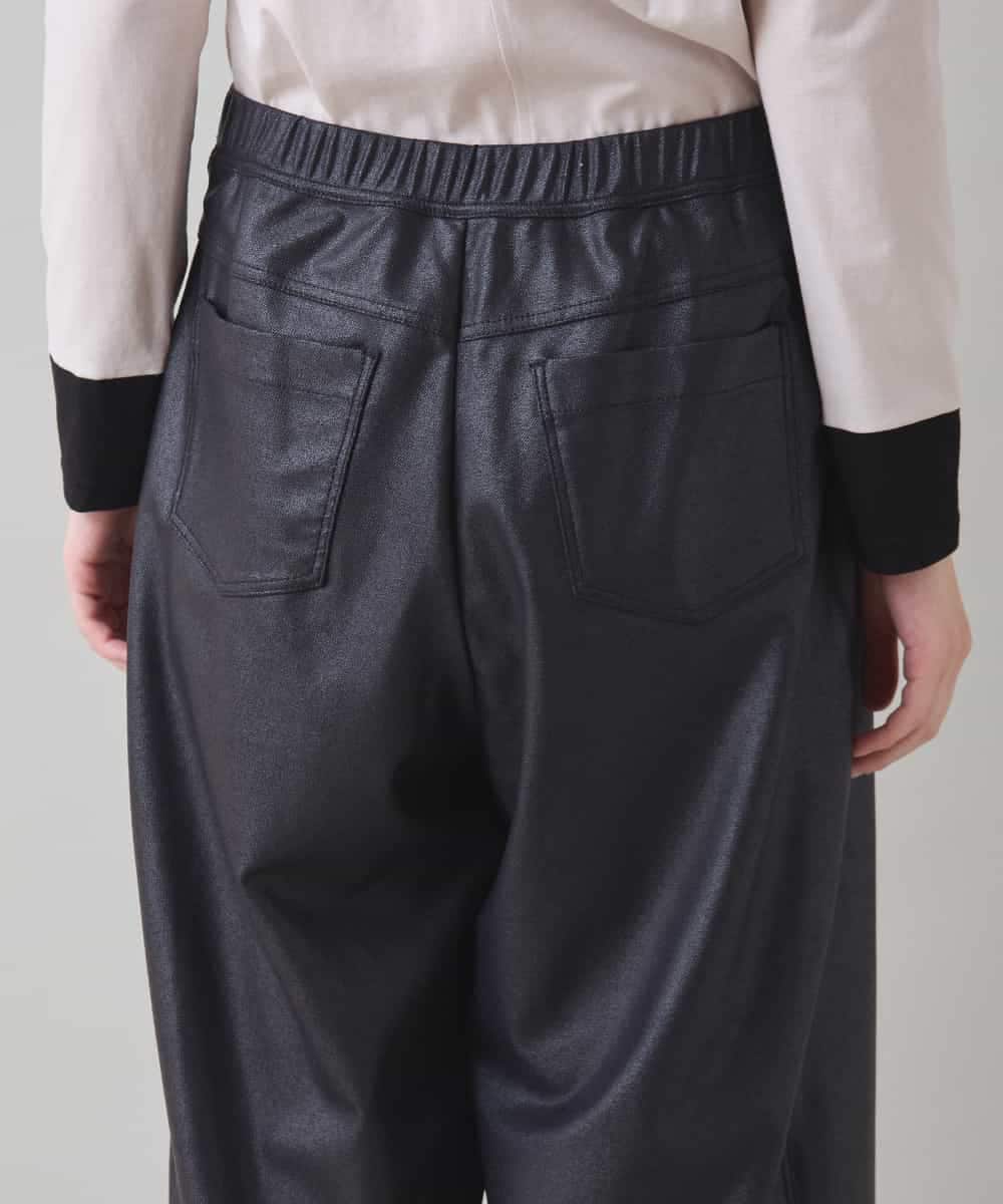 RSLAD19390 TRUNK HIROKO KOSHINO(ヒロココシノ) レザーライクワイドパンツ/洗える ブラック