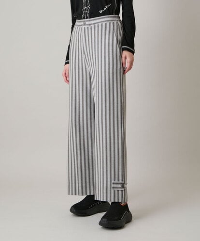 RSLAE04390 TRUNK HIROKO KOSHINO 裾ボタンストライプイージーパンツ/洗える