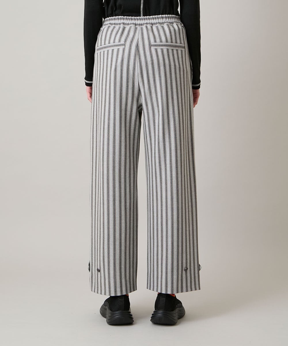 RSLAE04390 TRUNK HIROKO KOSHINO(ヒロココシノ) 裾ボタンストライプイージーパンツ/洗える グレー