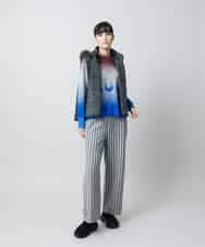 RSLAE04390 TRUNK HIROKO KOSHINO(ヒロココシノ) 裾ボタンストライプイージーパンツ/洗える グレー