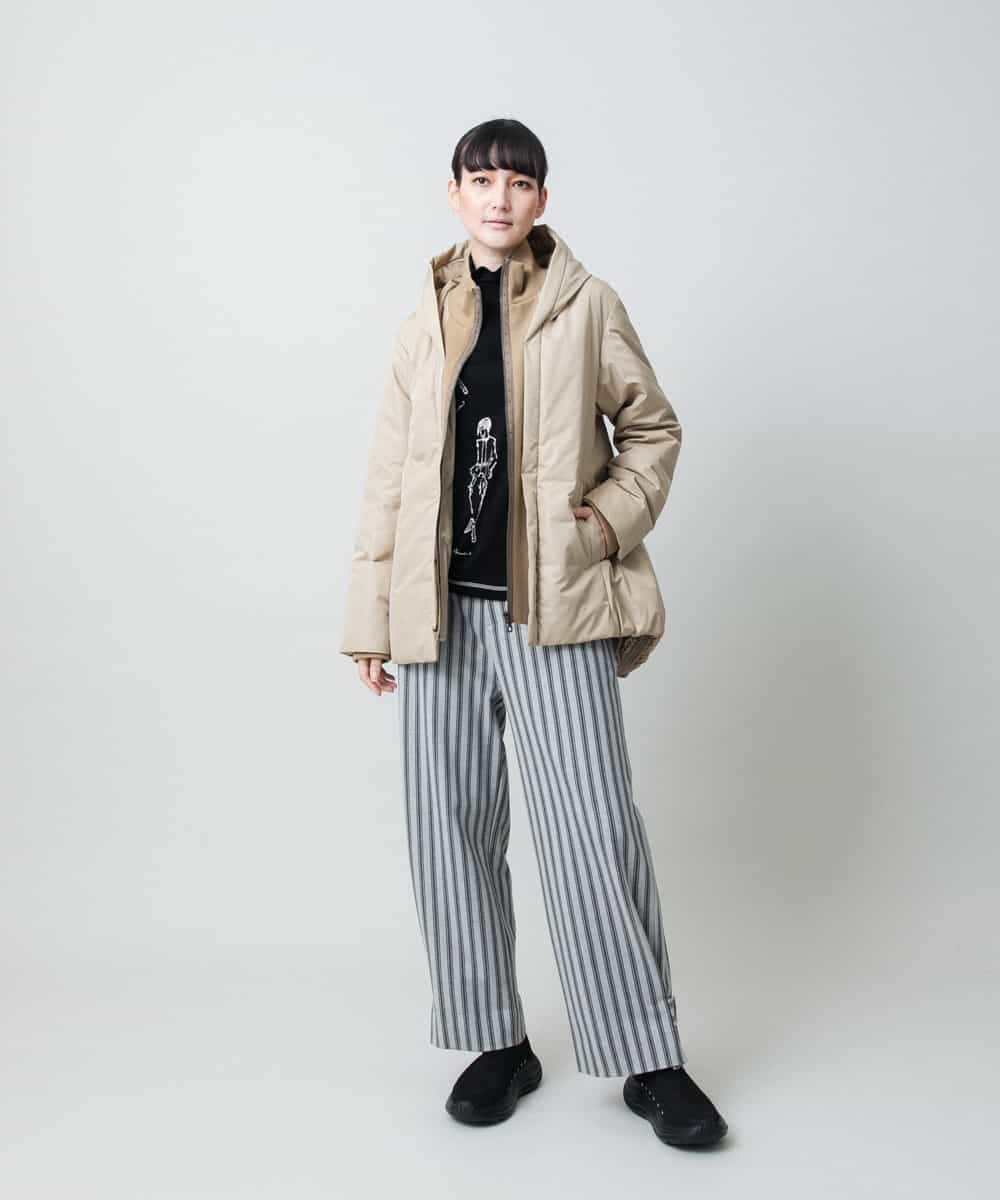 RSLAE04390 TRUNK HIROKO KOSHINO(ヒロココシノ) 裾ボタンストライプイージーパンツ/洗える グレー