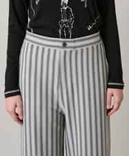 RSLAE04390 TRUNK HIROKO KOSHINO(ヒロココシノ) 裾ボタンストライプイージーパンツ/洗える グレー