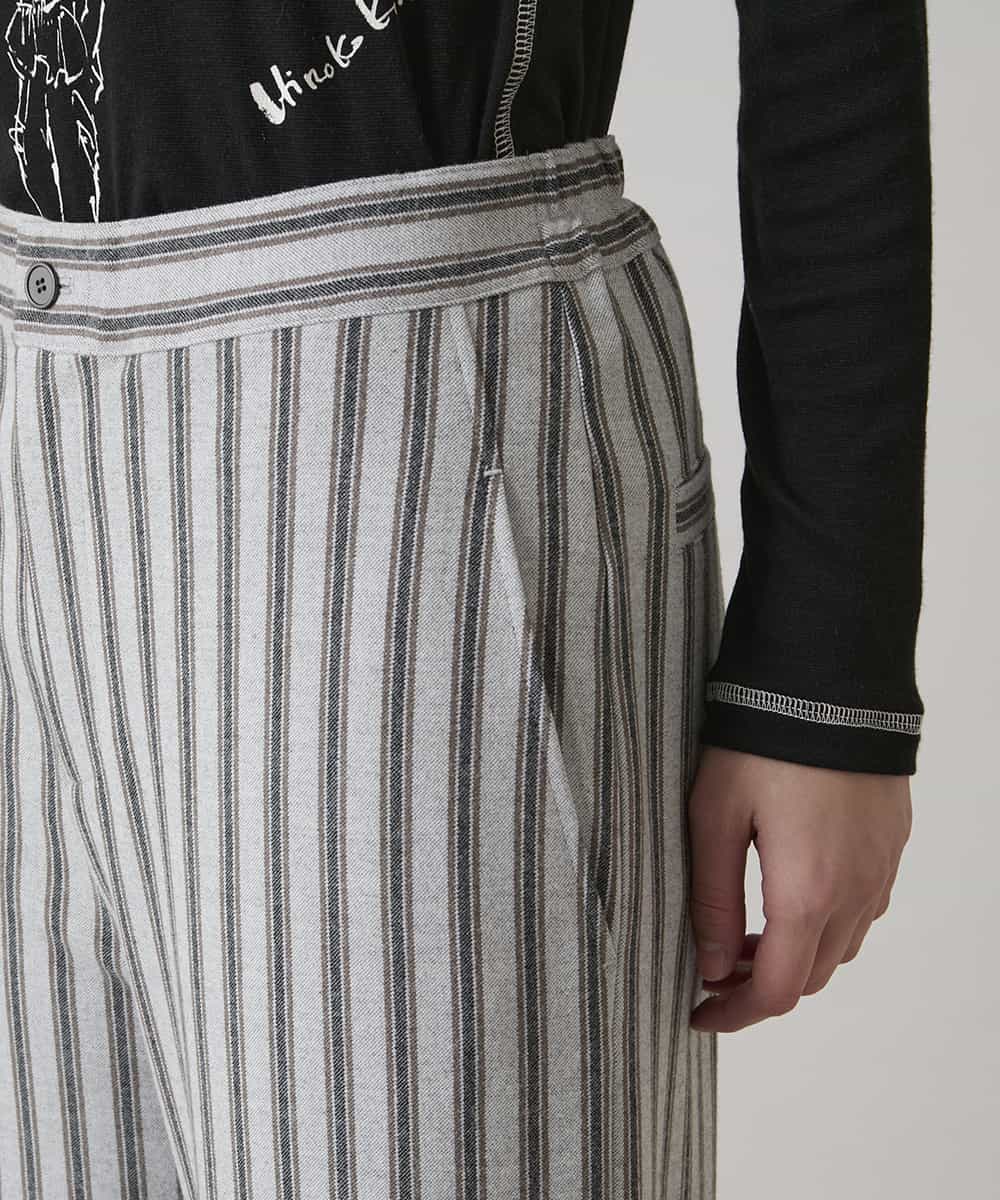 RSLAE04390 TRUNK HIROKO KOSHINO(ヒロココシノ) 裾ボタンストライプイージーパンツ/洗える グレー