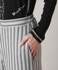 RSLAE04390 TRUNK HIROKO KOSHINO(ヒロココシノ) 裾ボタンストライプイージーパンツ/洗える グレー