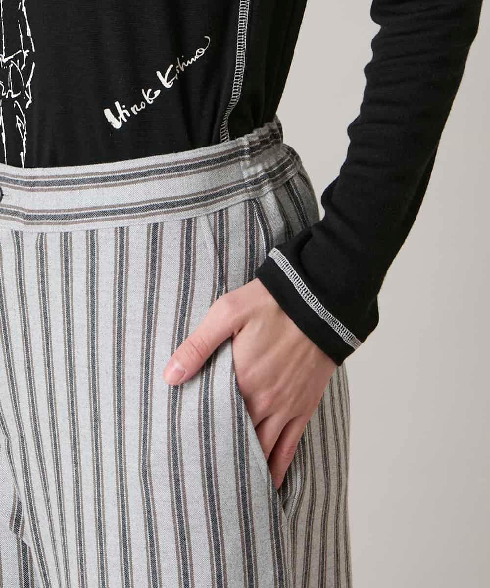 RSLAE04390 TRUNK HIROKO KOSHINO(ヒロココシノ) 裾ボタンストライプイージーパンツ/洗える グレー