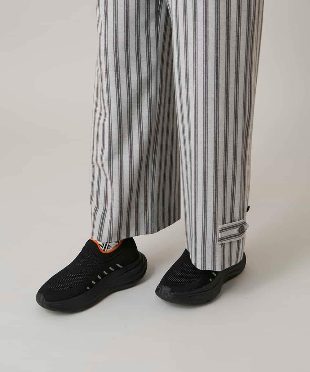 RSLAE04390 TRUNK HIROKO KOSHINO(ヒロココシノ) 裾ボタンストライプイージーパンツ/洗える グレー