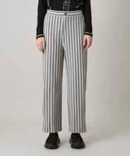 RSLAE04390 TRUNK HIROKO KOSHINO(ヒロココシノ) 裾ボタンストライプイージーパンツ/洗える グレー
