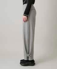 RSLAE04390 TRUNK HIROKO KOSHINO(ヒロココシノ) 裾ボタンストライプイージーパンツ/洗える グレー