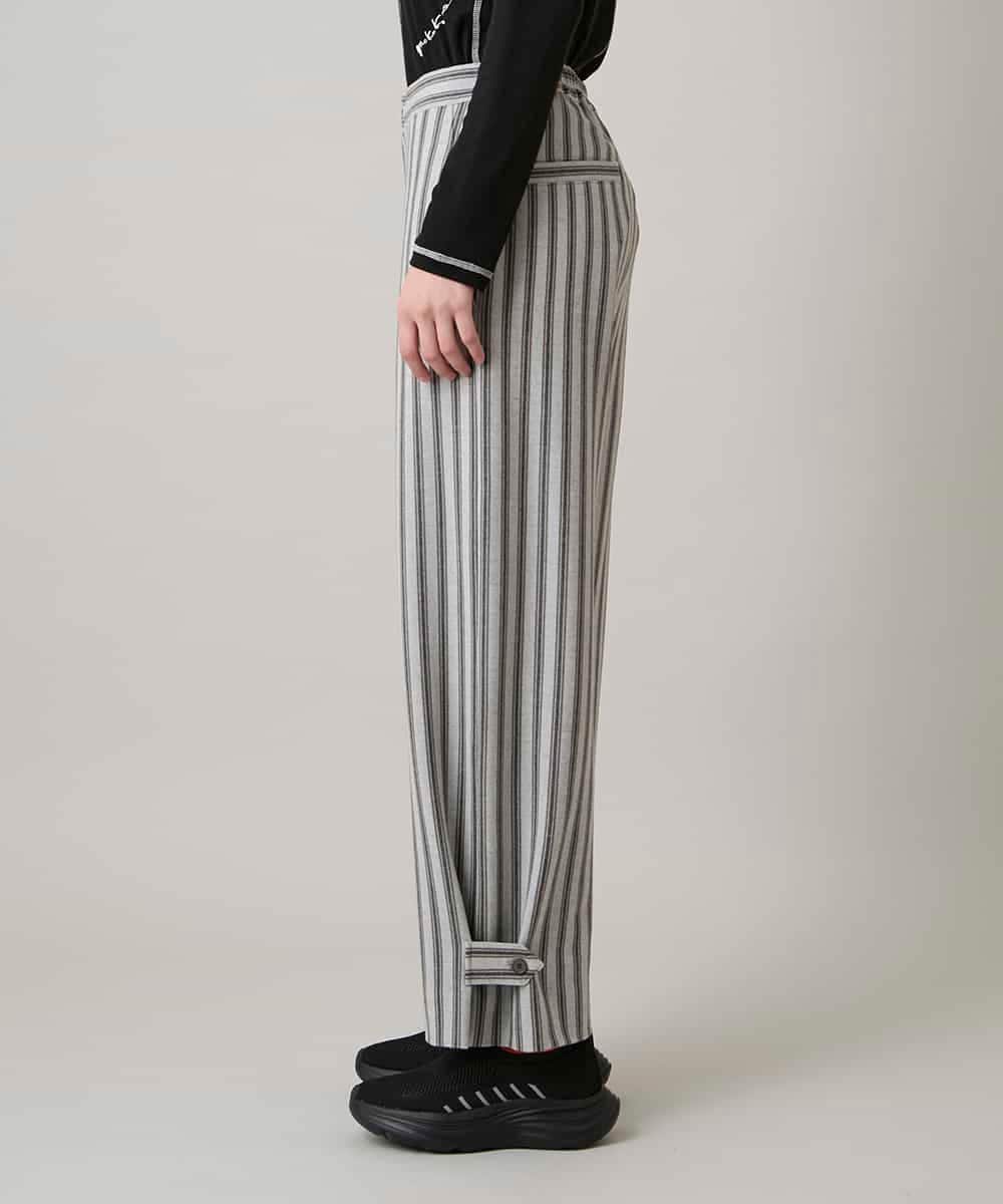 RSLAE04390 TRUNK HIROKO KOSHINO(ヒロココシノ) 裾ボタンストライプイージーパンツ/洗える グレー