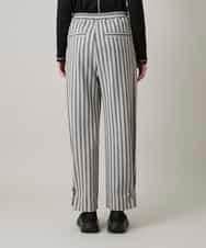 RSLAE04390 TRUNK HIROKO KOSHINO(ヒロココシノ) 裾ボタンストライプイージーパンツ/洗える グレー