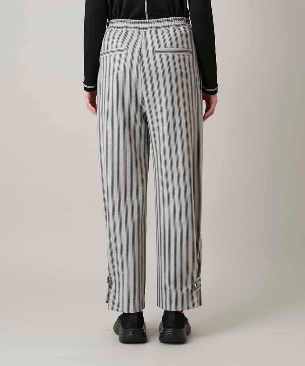 RSLAE04390 TRUNK HIROKO KOSHINO(ヒロココシノ) 裾ボタンストライプイージーパンツ/洗える グレー