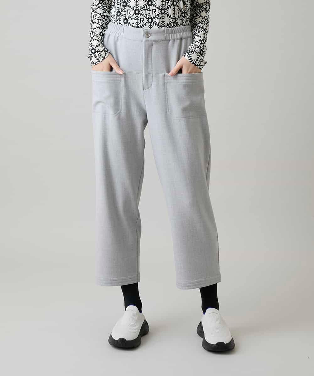 RSLAH14390 TRUNK HIROKO KOSHINO(ヒロココシノ) 裏起毛ストレッチクロップドパンツ/洗える グレー