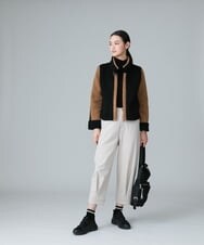 RSLAW17340 TRUNK HIROKO KOSHINO(ヒロココシノ) 【洗濯機で洗える】ツイル起毛タックアンクルパンツ ベージュ