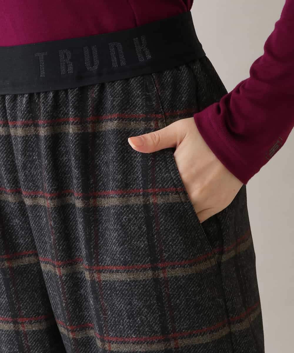 RSLAX34390 TRUNK HIROKO KOSHINO(ヒロココシノ) 3Dチェックプリントワイドパンツ ダークグレー