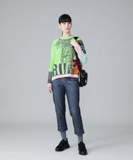 RSLAX44350 TRUNK HIROKO KOSHINO(ヒロココシノ) 【日本製/洗濯機で洗える】３Ｄデニムプリントクロップドパンツ ベージュ