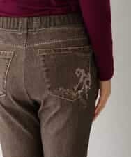 RSLAX44350 TRUNK HIROKO KOSHINO(ヒロココシノ) 【日本製/洗濯機で洗える】３Ｄデニムプリントクロップドパンツ ベージュ