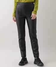 RSLAX51360 TRUNK HIROKO KOSHINO(ヒロココシノ) 【洗濯機で洗える】ストレッチレザースリムパンツ ブラック