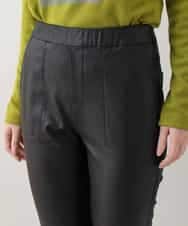 RSLAX51360 TRUNK HIROKO KOSHINO(ヒロココシノ) 【洗濯機で洗える】ストレッチレザースリムパンツ ブラック