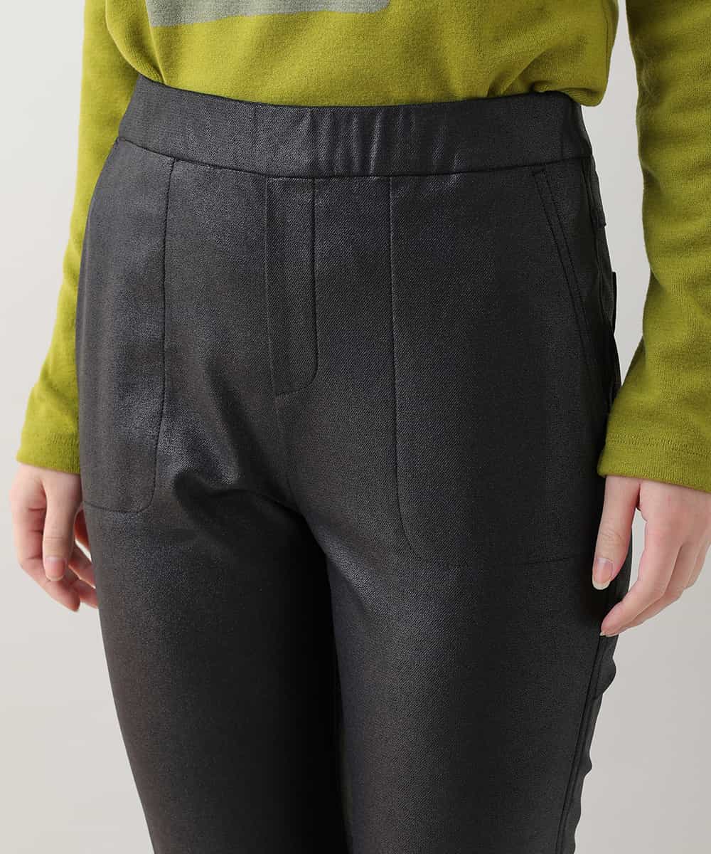 RSLAX51360 TRUNK HIROKO KOSHINO(ヒロココシノ) 【洗濯機で洗える】ストレッチレザースリムパンツ ブラック