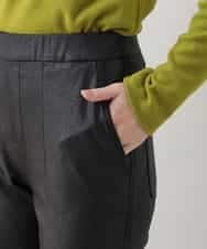 RSLAX51360 TRUNK HIROKO KOSHINO(ヒロココシノ) 【洗濯機で洗える】ストレッチレザースリムパンツ ブラック