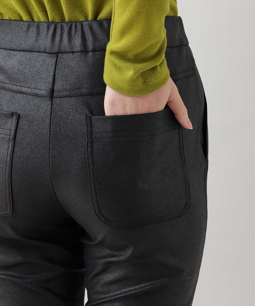 RSLAX51360 TRUNK HIROKO KOSHINO(ヒロココシノ) 【洗濯機で洗える】ストレッチレザースリムパンツ ブラック