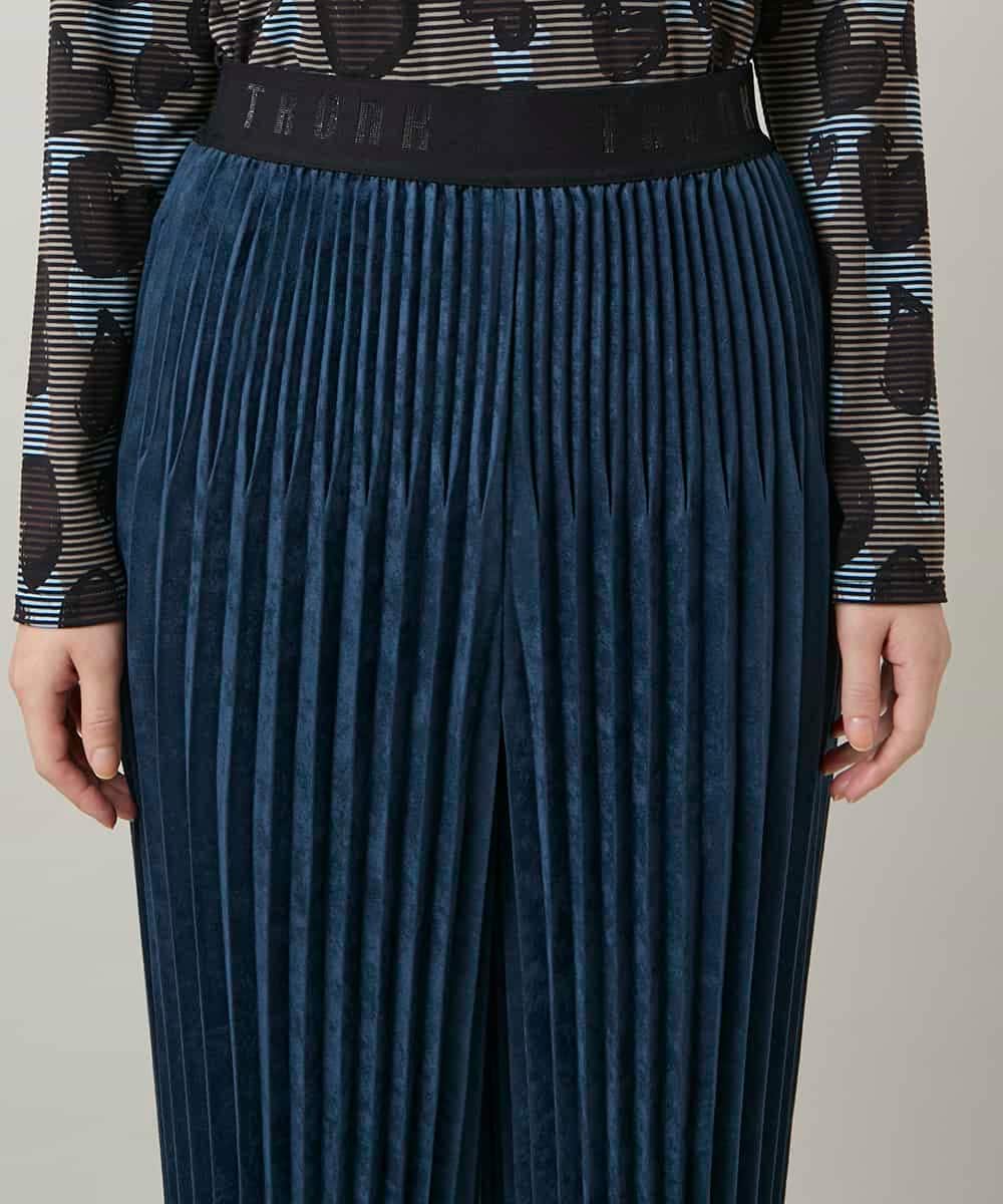 RSLCD07460 TRUNK HIROKO KOSHINO(ヒロココシノ) エコスエードアコーディオンプリーツパンツ ブルー