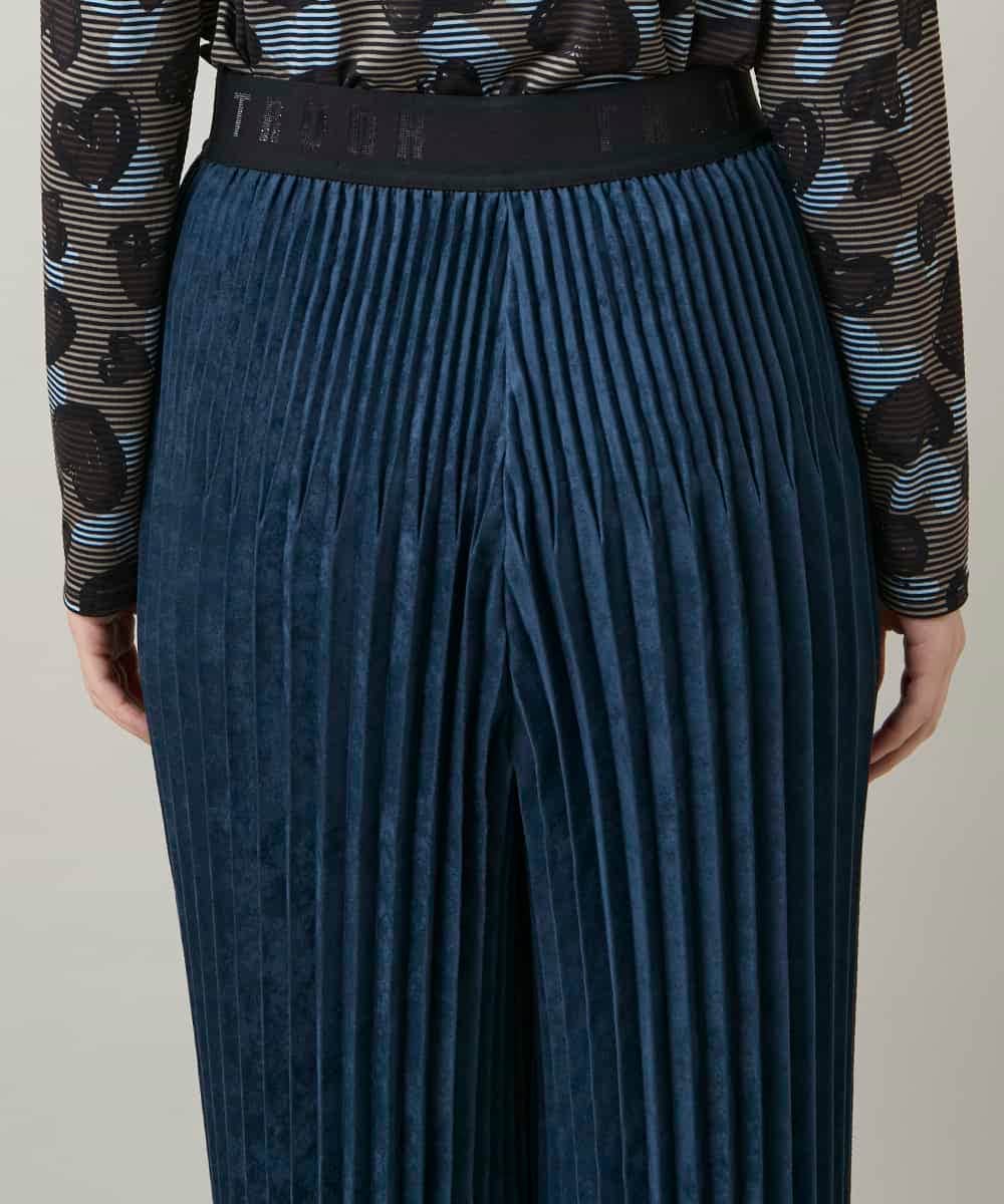 RSLCD07460 TRUNK HIROKO KOSHINO(ヒロココシノ) エコスエードアコーディオンプリーツパンツ ブルー