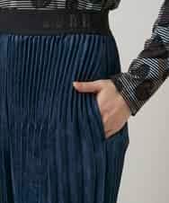 RSLCD07460 TRUNK HIROKO KOSHINO(ヒロココシノ) エコスエードアコーディオンプリーツパンツ ブルー