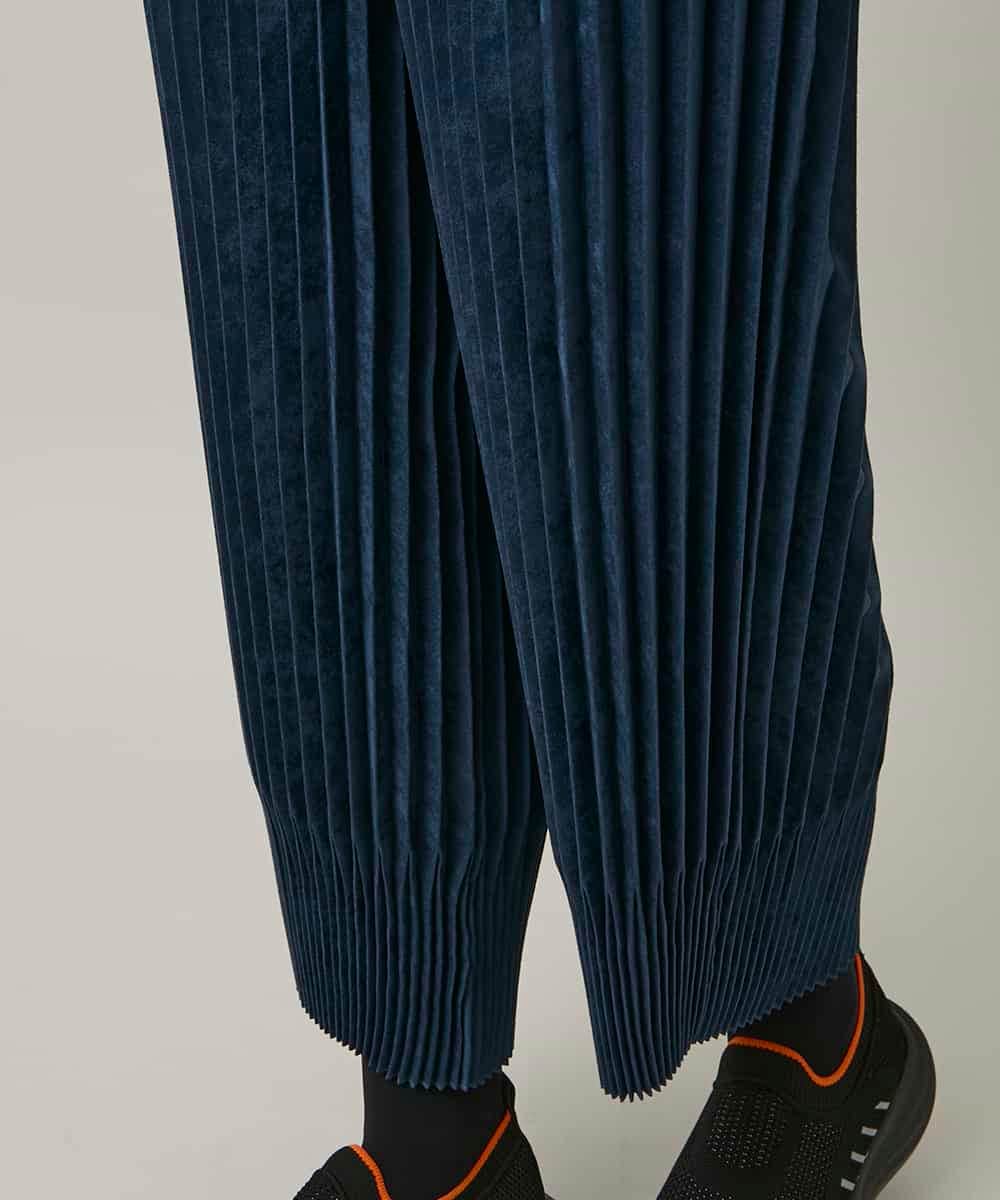 RSLCD07460 TRUNK HIROKO KOSHINO(ヒロココシノ) エコスエードアコーディオンプリーツパンツ ブルー