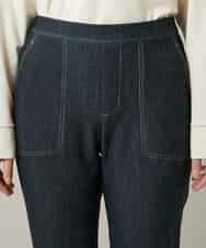 RSLCD15430 TRUNK HIROKO KOSHINO(ヒロココシノ) 裏起毛3Dデニムスリムパンツ/洗える ネイビー