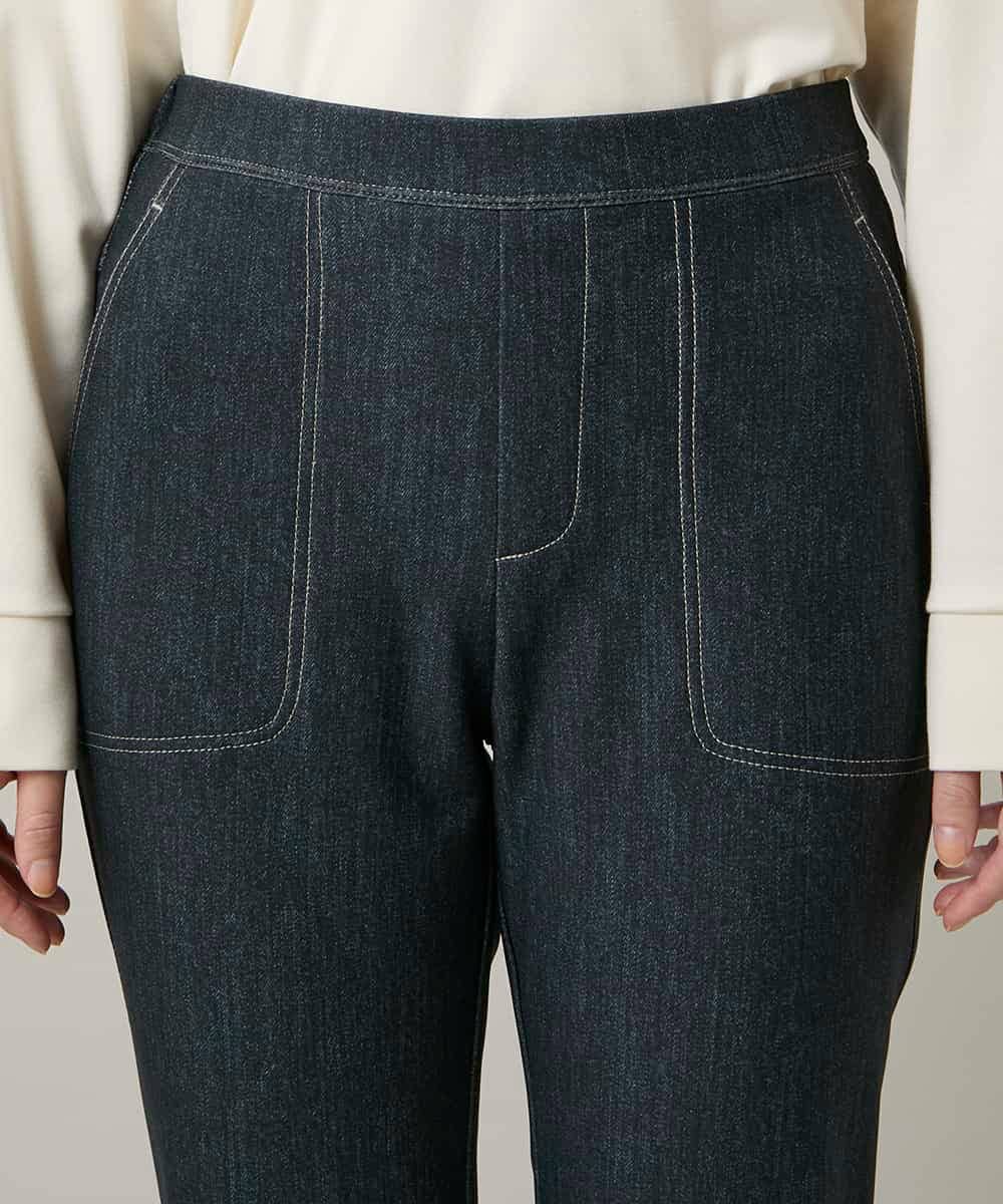 RSLCD15430 TRUNK HIROKO KOSHINO(ヒロココシノ) 裏起毛3Dデニムスリムパンツ/洗える ネイビー